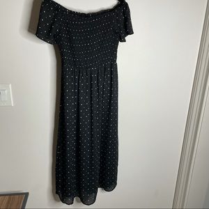 Alter’d State Black and White Star Smocked Midi Dress